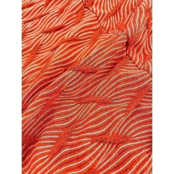 Orange Textured Fit & Flare Dress SMALL Cross Back Cap Sleeves Bar iii - Picture 5 of 16